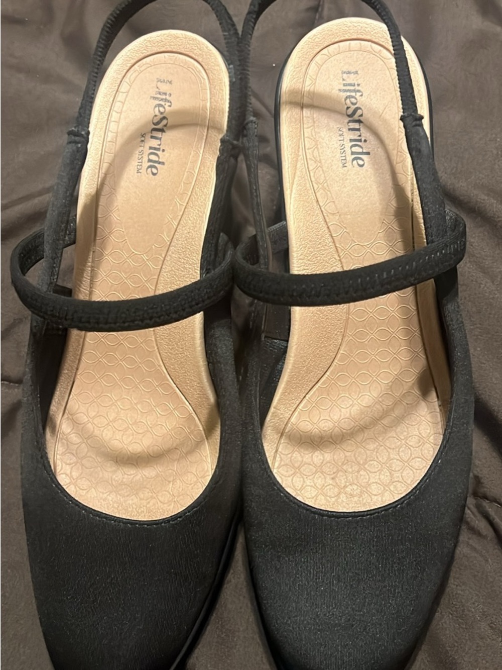 Life Stride Black Slingback Mary Jane Flats with Neutral Insole